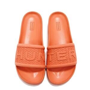 Hunter Women Slide Sandal Size 8 Sun-Cup Orange Bloom Algae Foam Waterproof New